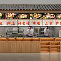 Chinese Style Food Stall With Wooden Counter Displayed Dishes Selected Ingredients Authentic Taste Affordable Portions