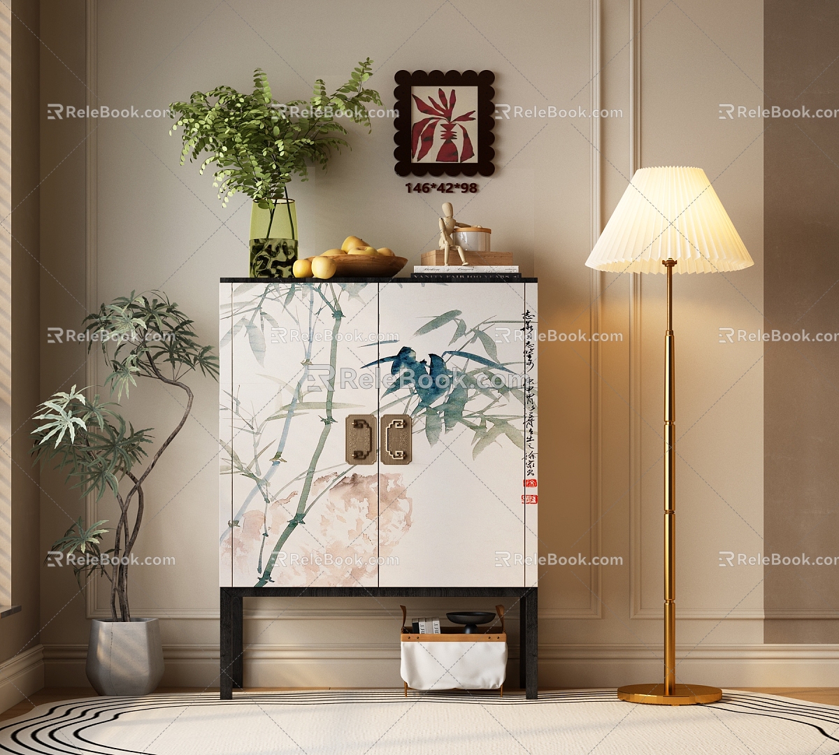 New Chinese Decorative Cabinet New Chinese Locker New Chinese Side Cabinet 3d model