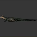 Crocodile 3D Model With Green Skin Open Mouth And Detailed Scales On Gray Background