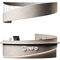 Modern Reception Desk With INFO Sign And Elegant Spiral Structure Design 3d model