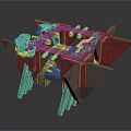 Complex Structural Model With Interconnected Frames Support Beams And Geometric Shapes