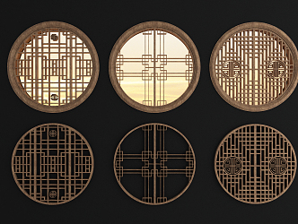 Chinese-style flower-cut window 3d model