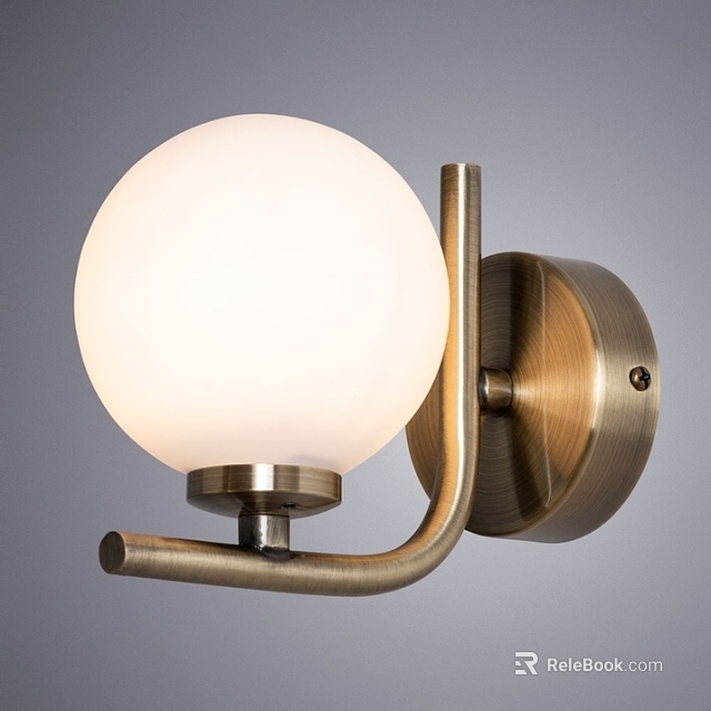 Modern Brass Wall Sconce With White Spherical Lampshade And Wall Mounted Design 3d model 