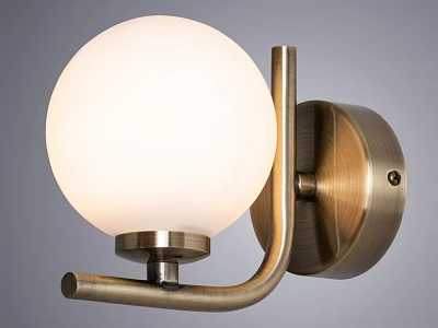 Modern Brass Wall Sconce With White Spherical Lampshade And Wall Mounted Design 3d model