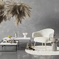 Modern Single Sofa Danish Coffee Table Single Chair Combination 3d model