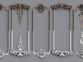 Simple European Line Carved Wall Component Line Combination 3d model