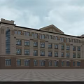 Multi Storey Classical Office Building With Symmetrical Design Large Windows Stone Base And Light Walls 3d model