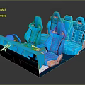 Modern Blue Automotive Seat Components With Ergonomic Seats Console And Adjustment Mechanisms