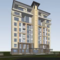 Modern High Rise Apartment Building With Palm Trees Swimming Pool And Leisure Area