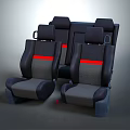Comfortable Airplane Passenger Seats In Gray Black With Red Stripes Design