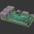 Green Electronic Circuit Board With Microchip Ports Components And Parts