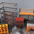 Essential Public Facilities Featuring Bookshelves Cabinets Tables Chairs And Shelving Units 3d model