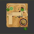 Commercial Desert Themed Outdoor Equipment With Palm Trees Slide Stairs And Dome Structure