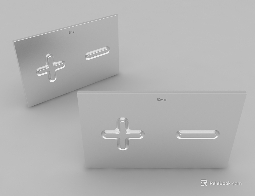 Modern Silver Switch Panels With Cross Shaped Switches And Rectangular Buttons For Contemporary Home Use 3d model 