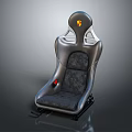 Silver Gray Office Chair With Racing Seat Design Ferrari Logo Dark Seat And Red Button