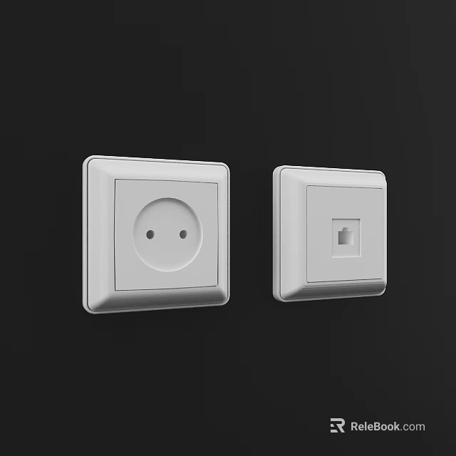 White Modern Wall Socket And Light Switch With Sleek Design For Home Use 3d model 