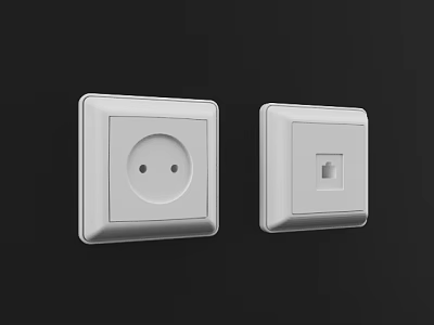 White Modern Wall Socket And Light Switch With Sleek Design For Home Use 3d model