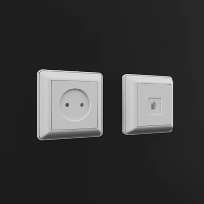 White Modern Wall Socket And Light Switch With Sleek Design For Home Use 3d model