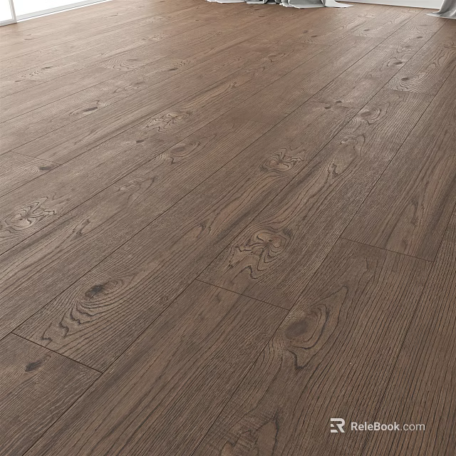 Natural Dark Brown Wooden Floor With Distinct Wood Grain Patterns For Home Interior 3d model 