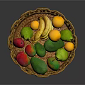 Assorted Fresh Fruits in Wicker Basket with Bananas Oranges Mangoes and Avocados