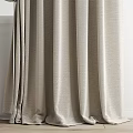 Elegant Light Gray Double Layer Curtains With White Sheer And Gold Trim 3d model