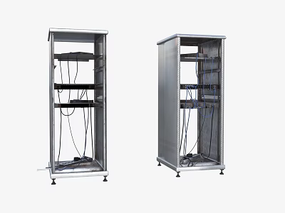 Industrial Equipment Stainless Steel Cabinets with Internal Wiring and Devices Two Units 3d model