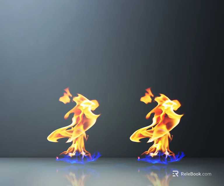 Dual Flame Effect Commercial Equipment With Blue Base Flames For Decoration 3d model 