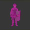 Police Officer In Tactical Gear Holding Riot Shield And Baton