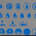 Blue Water Drop Brand Logo Collection With Various Stylish Icon Designs