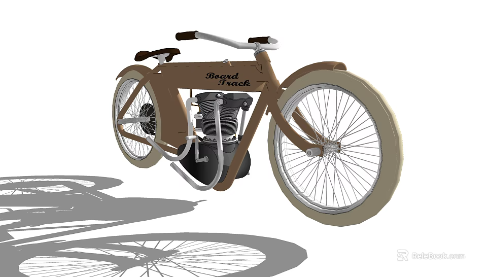 Vintage Motorcycle Retro Design With Twin Seats Classic Engine And Large Wheels 3d model 