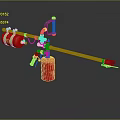 Tactical Weapon With Red Pressure Tank Long Metal Rod And Nozzle