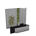 Modern Reception Desk Area With Potted Plant And Vertical Green Wall Design