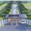 New Chinese style gate entrance gate tower axis landscape 3d model