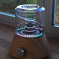 Decorative Light Modern Glass Enclosure with Colorful LED Lighting and Wooden Base