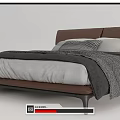 Modern Minimalist Double Bed With Leather Headboard Gray White Bedding And Black Metal Legs