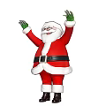 Cheerful Santa Claus Doll With Red Outfit White Trim Black Belt Green Gloves Raised Hands