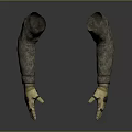 Realistic Arm Models With Camouflage Yellow Gloves And Blue Finger Lines