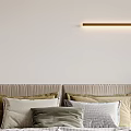 Minimalist Bedroom Interior Design With Light Wall Upholstered Headboard Soft Pillows And Strip Light