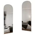 Modern Interior Design With Arched Full Length Mirror And White Paneled Walls Sofa Bed