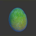 Colorful Gradient Egg With Green Yellow Orange Hues And Textured Surface On Gray Background