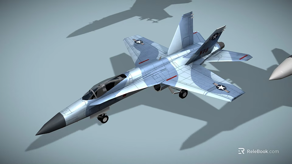 US Air Force Silver Gray Fighter Jet With Modern Sleek Aerial Combat Design 3d model 