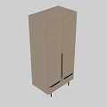 Beige Modern Minimalist Dresser With Double Doors And Bottom Drawers