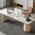 Simple Desk Combination Light Luxury High-end Rock Board Computer Desk Writing Desk Minimalist Writing Desk Office Desk and Chair 3d model