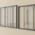 Modern Sliding Doors With Gray Frame And Glass Panels Wall Mounted 3d model