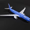 Blue Passenger Plane Front View Modern Design With Aerodynamic Wings And Powerful Engines