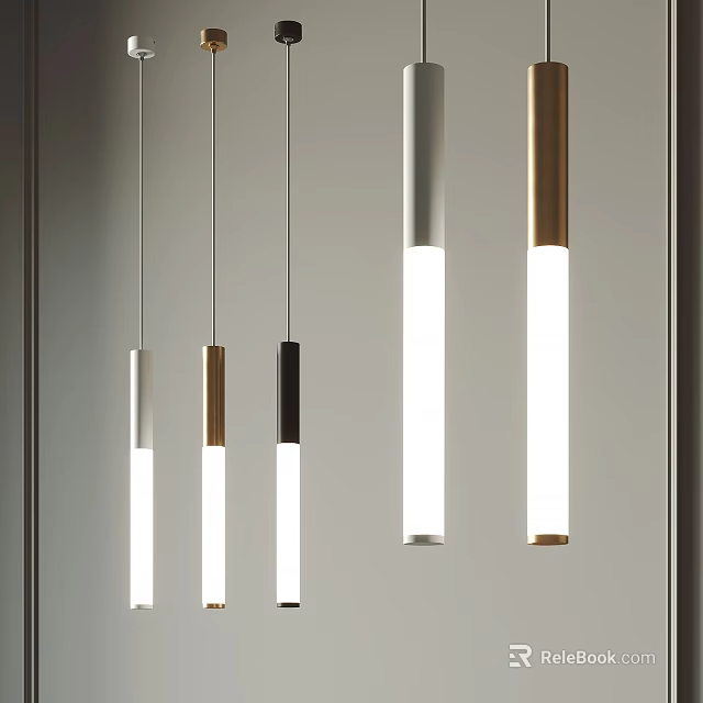 Modern Pendant Lights With Metallic Silver Gold Black Elongated Design For Contemporary Home Decor 3d model 