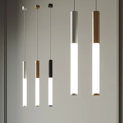 Modern Pendant Lights With Metallic Silver Gold Black Elongated Design For Contemporary Home Decor 3d model