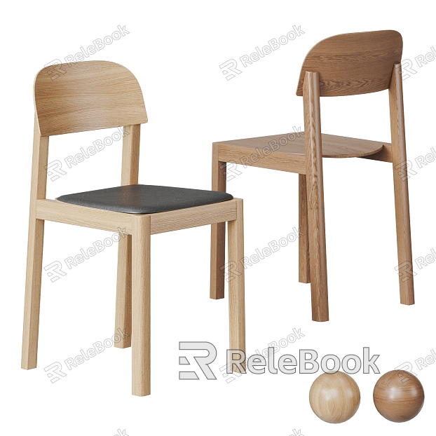 Nordic Dining Chair Combination Middle Wood Leather model