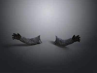 Two Prosthetic Arms Medical Device With Gray Long Sleeves For Upper Limb Rehabilitation Support 3d model