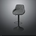 Light Gray Quilted Diamond Pattern Bar Stool With Metal Base And Swivel Design 3d model